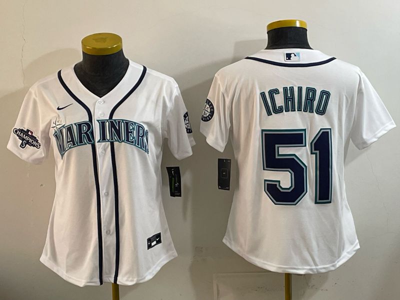 Women Seattle Mariners #51 Ichiro White Game 2026 Nike MLB Jersey style 06
